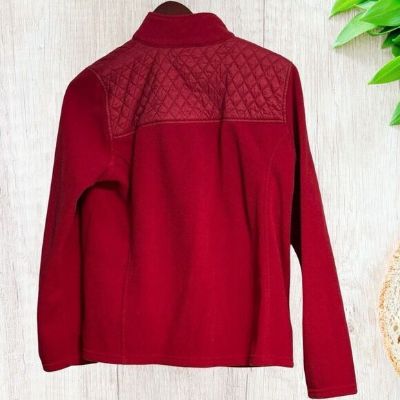 Talbots Womens Jacket Size L Red Quilted Details Fleece Pockets‎ Warm Cozy - Picture 4 of 9